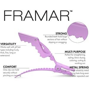 Framar Pastel Rubberized Jaw Clips - 4 count pick your color !